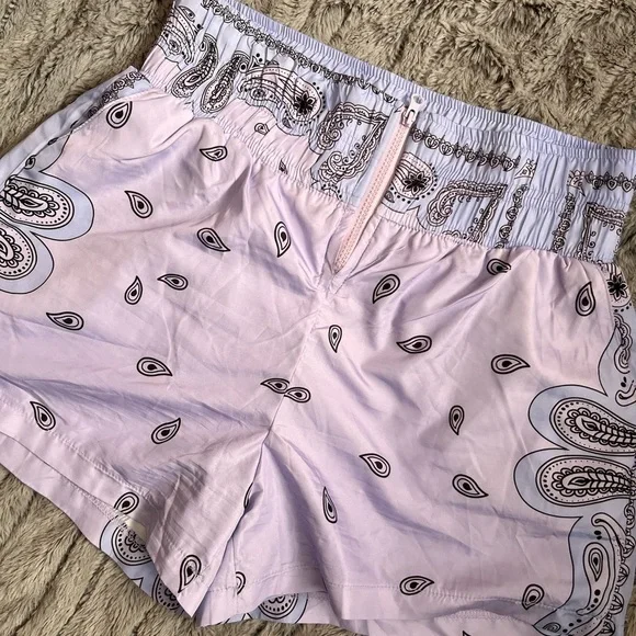 Purple and Black Athletic Shorts with Elastic Waistband - Picture 2 of 5